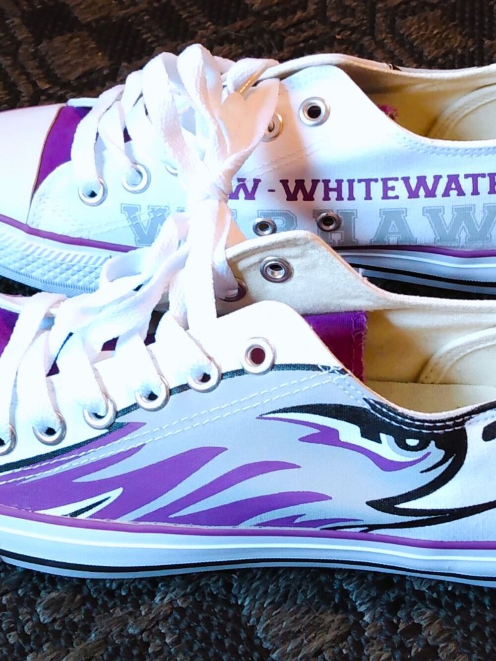 University of Wisconsin Whitewater Warhawks Womens 9 Canvas Sneakers GreetFeet
